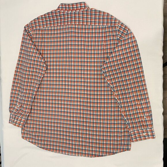 LL Bean Mens Tall Orange Plaid Traditional Fit Button Down Outdoor XL - Picture 3 of 13